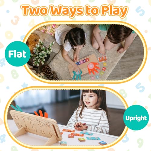 Montessori Learning Toys for Toddlers 2-4, Double-Sided Finger Counting & Number Tracing Board, Colorful Number Blocks, Solid Pine Wood Educational Math Toy for Kids Boys Girls Ages 1 3 5 Year Old - Image 5