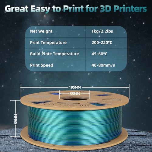 Image of Silk Tricolor PLA Filament 1.75mm, 3D Printer 3-in-1 Multicolor PLA Filament, Dimensional Accuracy + /-0.02mm 1KG Spool (2.2 lbs), Shiny Silk Texture, Triple Color Silk PLA Filament (Red Blue Green)