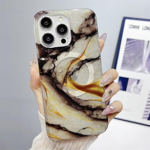 Coque marbre paillete iPhone 13 14 15 Pro Max protection souple noire