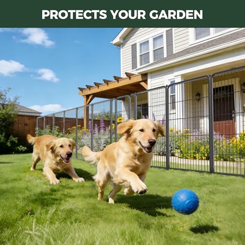 Image of FXW Garden Fence Outdoor for the Yard - 40in(H) x 72.9ft(L) Heavy Duty Metal Animal Barrier for Dog, No Dig Decorative Dog Fence, 32 Panels, Silver