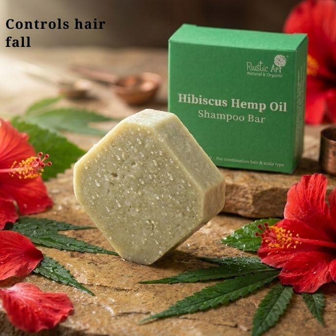 Rustic Art Hibiscus Shampoo Bar | Herbal Scalp Balance & Hair Strength | Natural Sulphate & Paraben Free | 75g