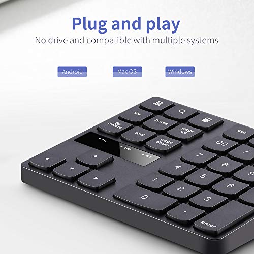 Teclado numérico sem fio 2.4G portátil de 35 teclas Contabilidade financeira Teclado de escritório B