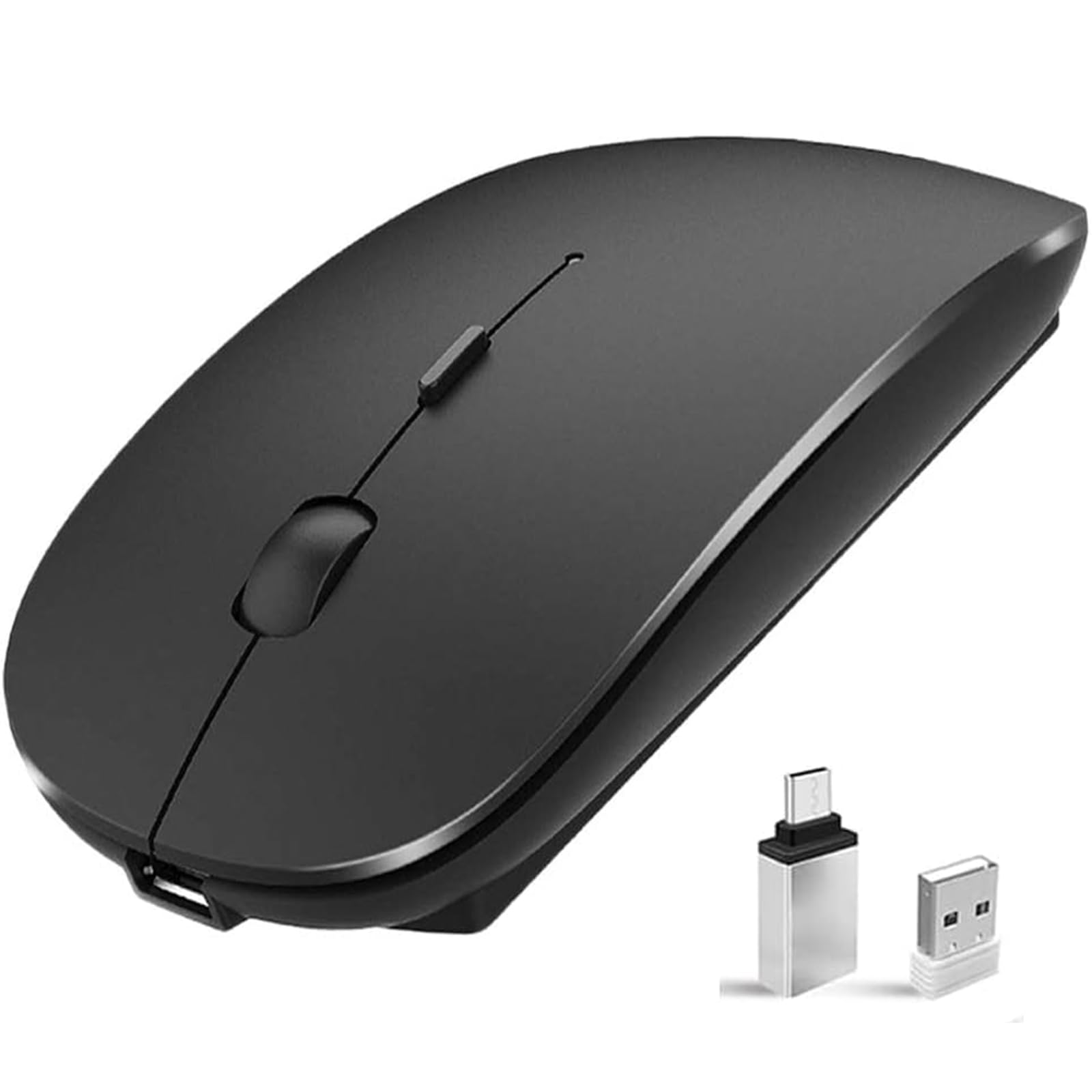 STAYOUNG Wireless Bluetooth Mouse - LED Slim Dual Mode (Bluetooth 5.1 + USB) 2.4GHz Rechargeable Silent Bluetooth Wireless Mouse(Black)