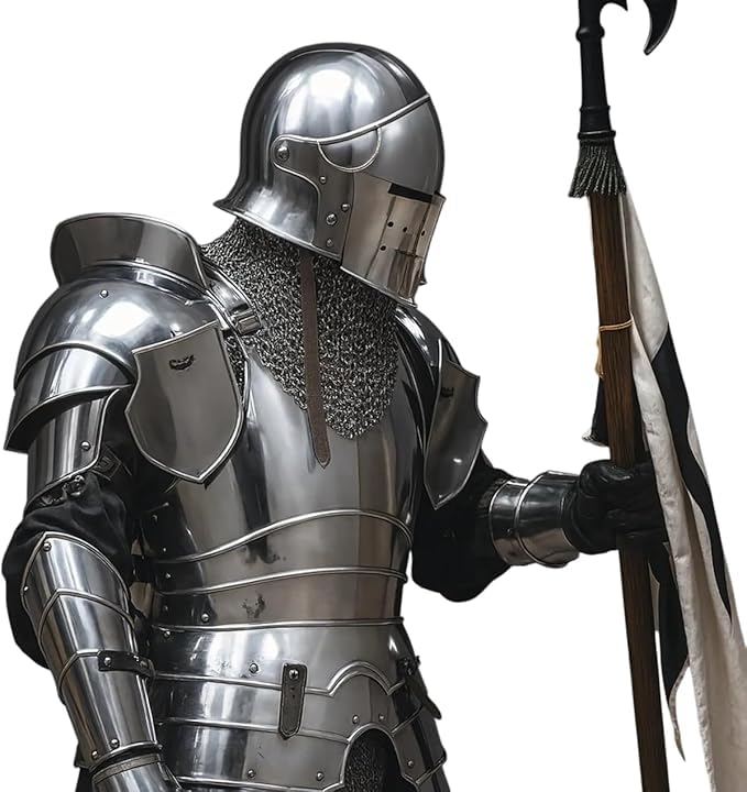 PRAVEEN NAUTICAL Medieval Barbuta Knight Full Suit of Armor - 18 Gauge Crusader Steel Medieval Armor Cosplay/Reenactment Suit (Full Costume XXL)