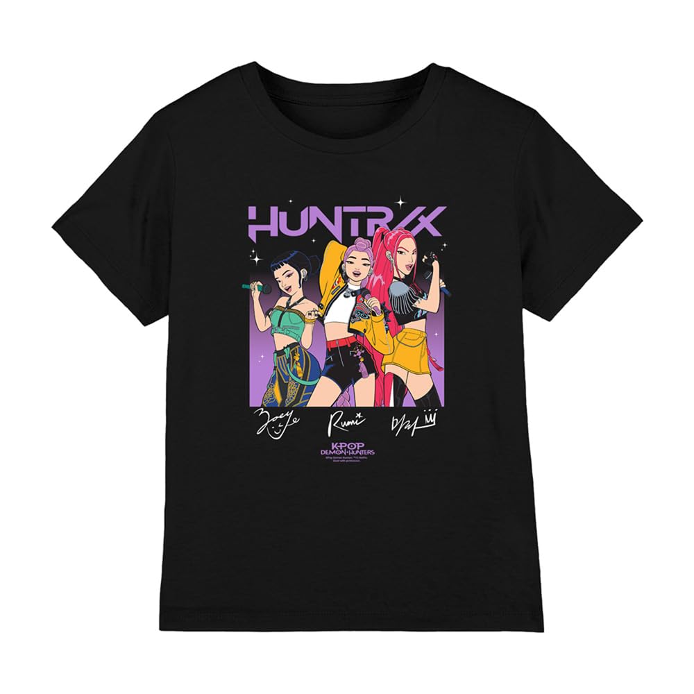 Kpop Demon Hunters Singing Signatures Kids T Shirt, Black, 12-13Y