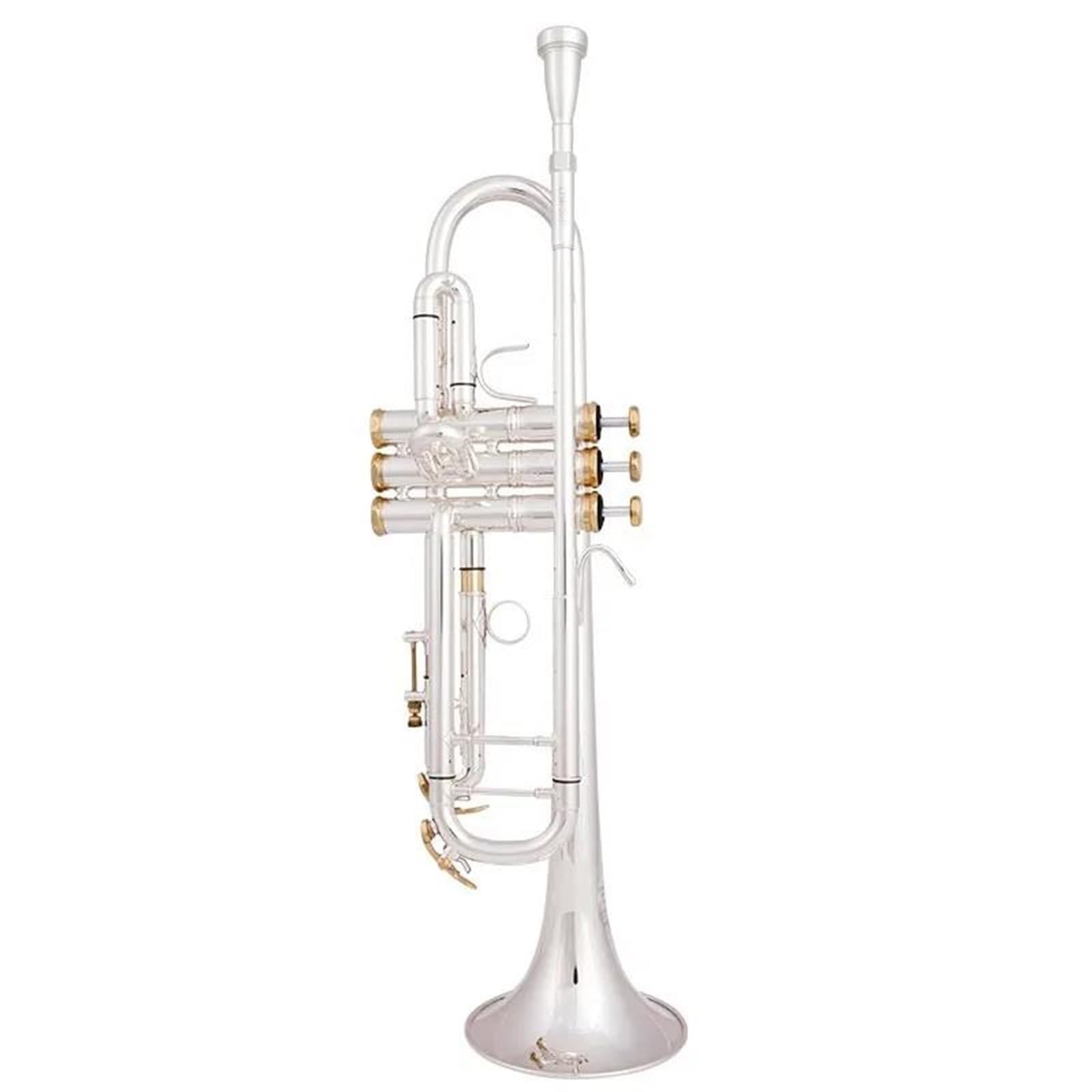 Instrumento De Trompeta Amantes De La Música Trompeta Bb Si Latón Plano Chapado En Plata Trompeta Profesional Instrumentos Musicales Oro(Silver)