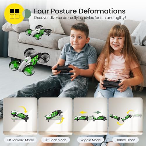 Image of Holy Stone HS210T Drones for Kids, 2 IN1 MINI Indoor Drone with Land & Fly Mode, Four Posture Deformations RC Quadcopter with 3D Flip, Auto Hovering, Easter day& Birthday Toy Gift for Boys and Girls