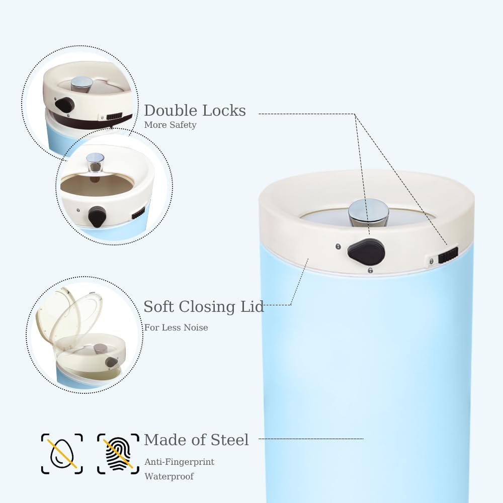Cubo de pañales para bebé, inodoro, con tapa, puede contener hasta 50 capas, papelera de pañales, basura para habitación de bebé, habitación de bebé, habitación de la madre, azul