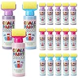 Eaasty 18 Pcs Roller Sidewalk Paint Set Washable Powdered Chalks Mix in Water Paint Rollers 3 Colors Kids Outdoor Art Toy for Driveway Sidewalk Chalkboard