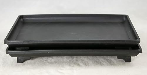 Miniatura 2 de 2 bandejas rectangulares de plástico negro para humedad/goteo para árbol bonsái y plantas de interior de casa, 9 x 6 x 1 pulgadas