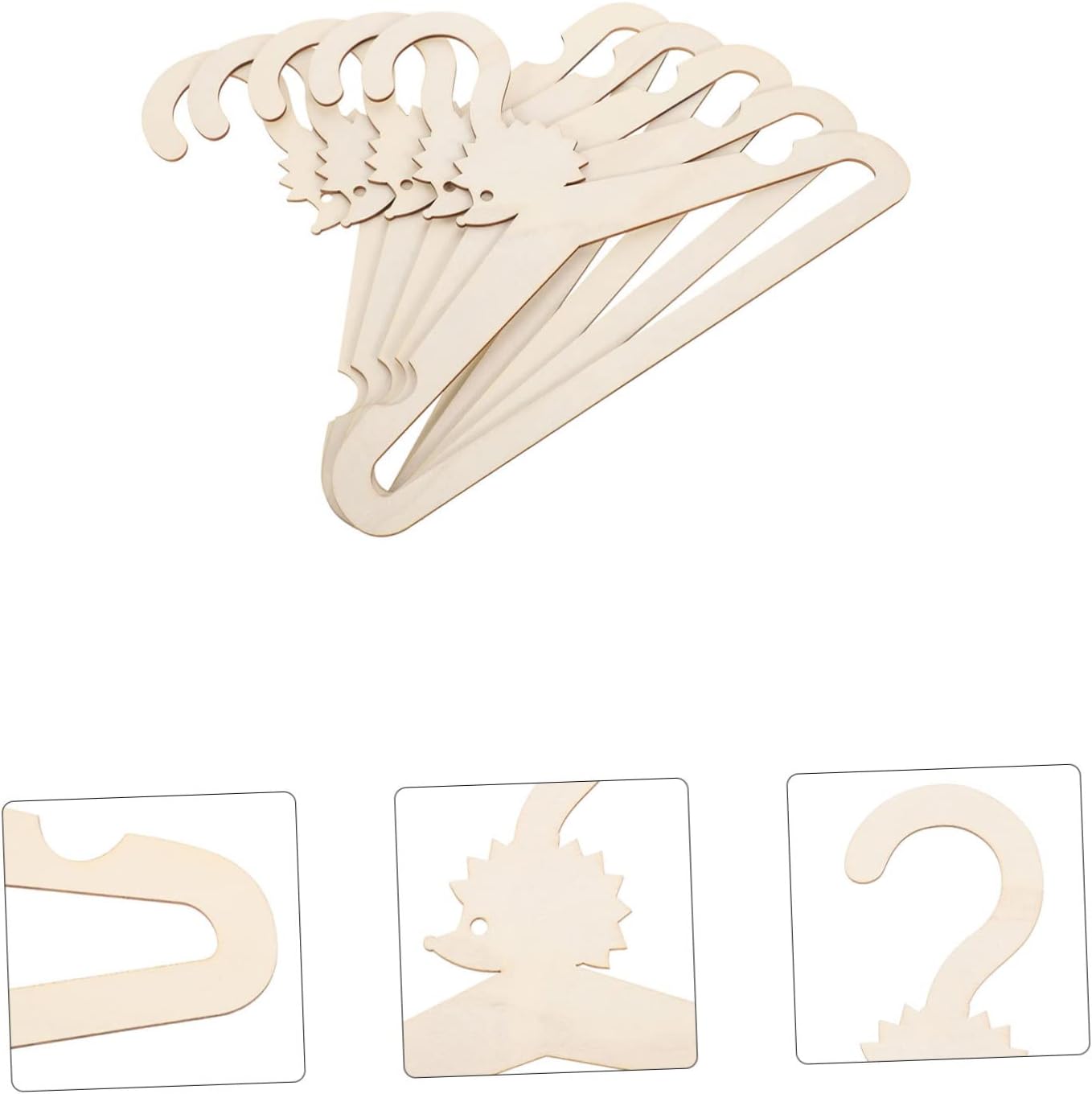 Children's Clothes Hanger Set 5pcs Beige Wood Animal DIY