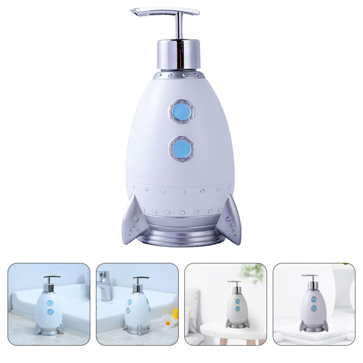 Dispensador de Jabón Recargable 400ml en Forma de Cohete