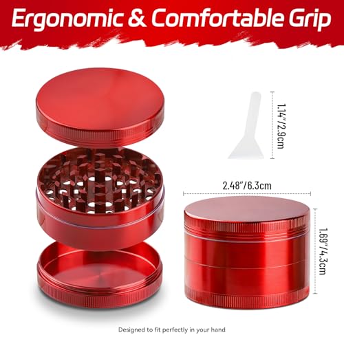 HNYYZL 2.5\'\' Spice Grinder,Kitchen Tool Pepper Grinder Spice Grinder for Kitchen (Red) - Thumbnail 4