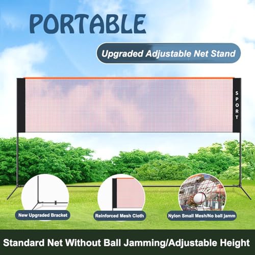 Red deportiva ajustable para bádminton, voleibol, pickleball y tenis, portátil, fácil instalación, con soporte y bolsa de transporte, ideal para juegos en el patio trasero
