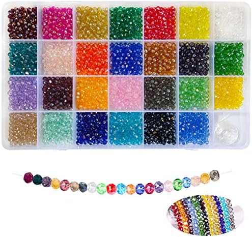 CRAFTYMELODY 1500 Glasperlen Set - 6 Farben Quadratische Perlen 3mm Für Schmuckherstellung