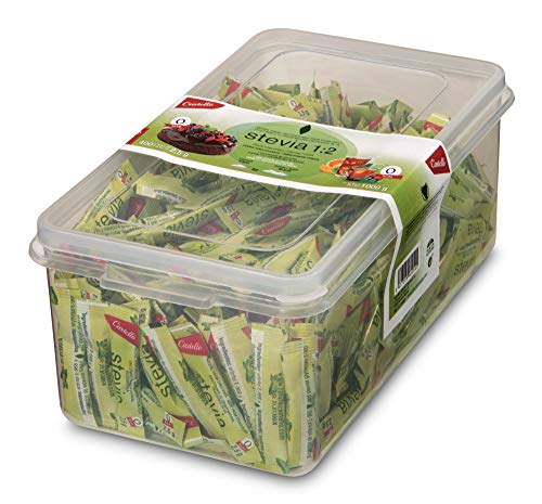 Castello Since 1907 Zoetstof Stevia + Erythritol 1:2 - Herbruikbare voedselschaal met 400 stokjes x 2,5 g