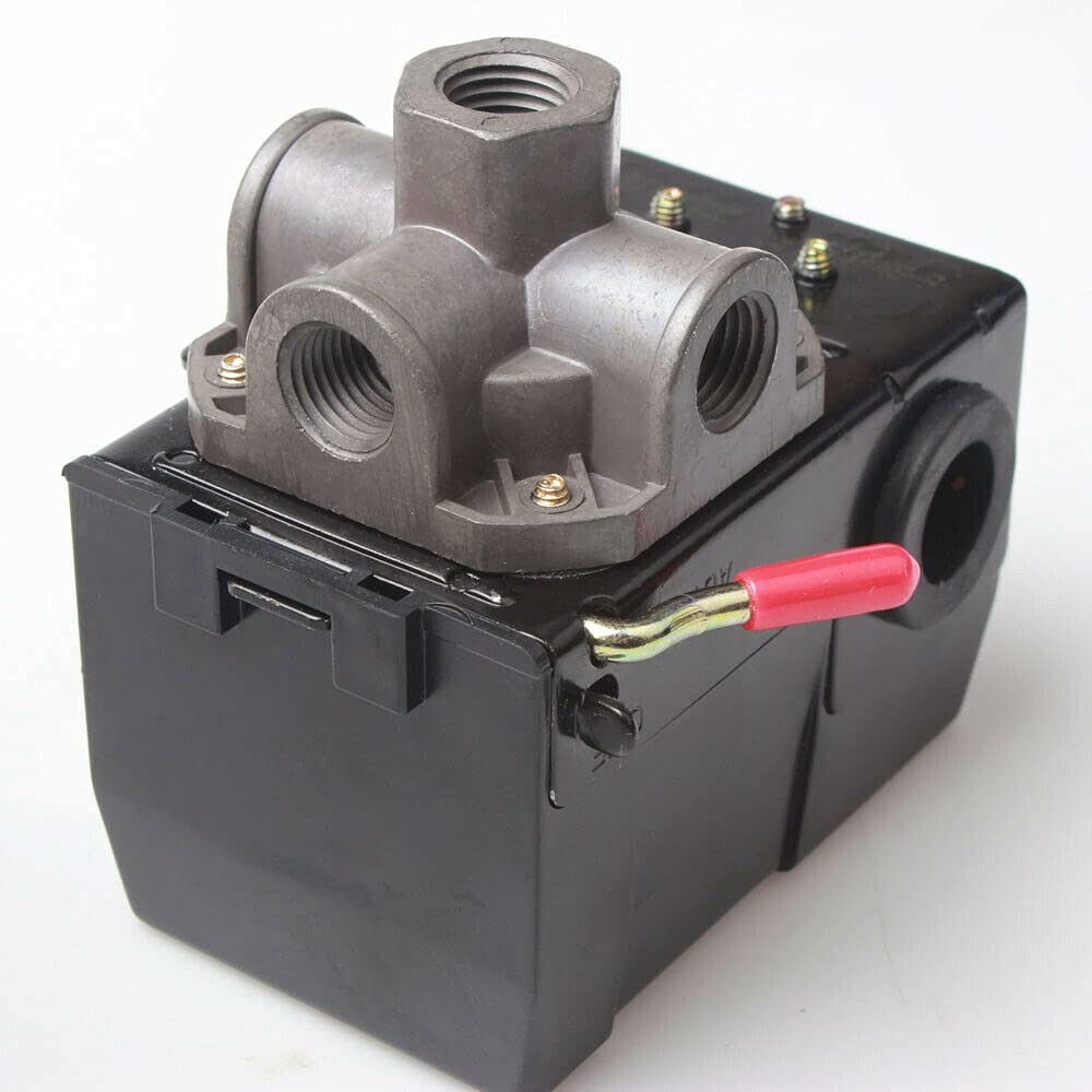 Air Compressor Pressure Switch Mini Electric Control Valve, ABS Material, 1/4 NPT, 4 Female Ports, Energy Saving Design