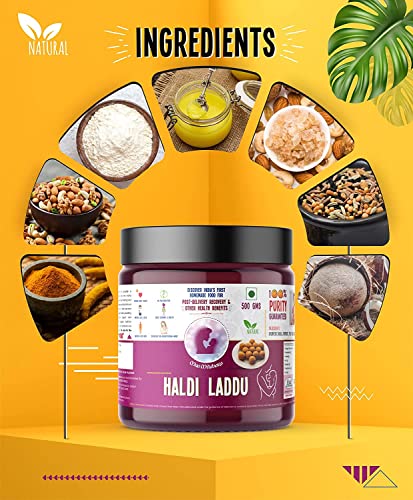 Image of Maa Mitahara Post Pregnancy Laddu - Haldi & Dry Fruits | Natural Immunity, Energy & Lactation Support for New Mothers | Ayurvedic Traditional Laddu (1kg, Haldi)