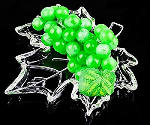 Image of CRIYALE Crystal Glass Fruit Plate Leaf Shape Glass Plate Bowl Dish Maple Leaf Shape Serving Tray Large Transparent Home Decoration Living Room- Pack of 1, 300 ml