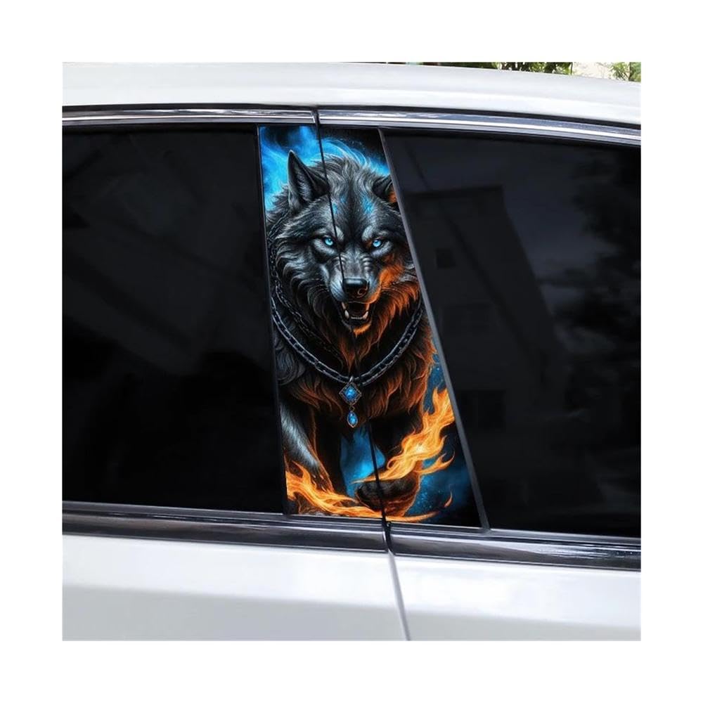 Decorative Items 2pcs Animal Lion Car B-Pillar Decals Waterproof Decorative Stickers(B)