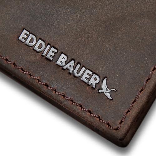 Eddie Bauer Men Signature Money Clip Card Case Wallet (Available in Ripstop Nylon, Cotton Canvas, or Leather, Tan, One Size3