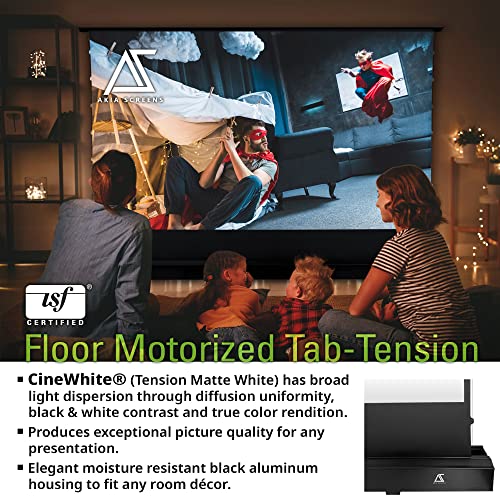 Image of Akia Screens 102 inch Motorized Floor Rising Projector Screen, Pull Up Tab-Tension CineWhite 4K 8K HDR Home Theater Movie Screen for UST Short Throw, Remote Control, AK-FMT102UH2-X