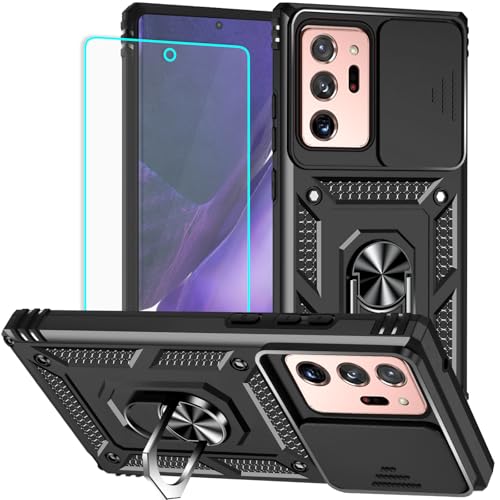 for Galaxy Note 20 Ultra Case with Screen Protector: [Military Grade 20ft. Drop Tested] Ring Shockproof Protective Phone Case for - Samsung Galaxy Note 20 Ultra (Black)
