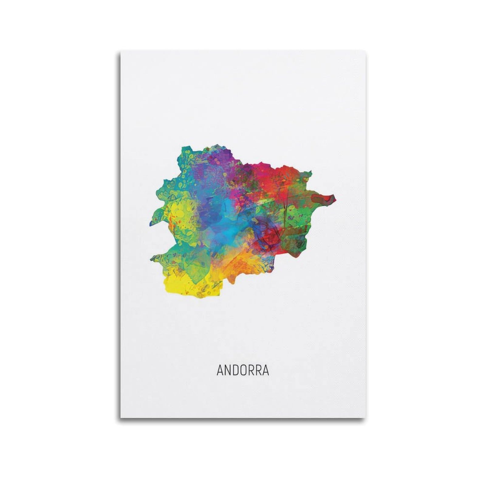 MJZLQN Map Poster Of Andorra With Watercolor Poster Decorative Painting Canvas Wall Posters And Art Picture Print Modern Family Bedroom Decor Posters 20x30inch(50x75cm)