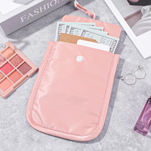 Image of Travel Pouch Undercover Bra Wallet Secret Stash Pocket with Adjustable Elastic Strap for Passport Valuables Pink