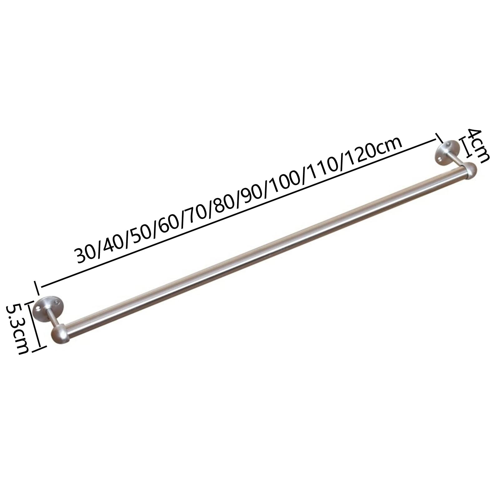 Barra para Toallas Redonda de Acero Inoxidable, riel para Toallas, Barra Individual, Soporte de Pared para baño o Cocina, Montaje con Tornillos, 30cm-120cm (Tamaño: 50cm)