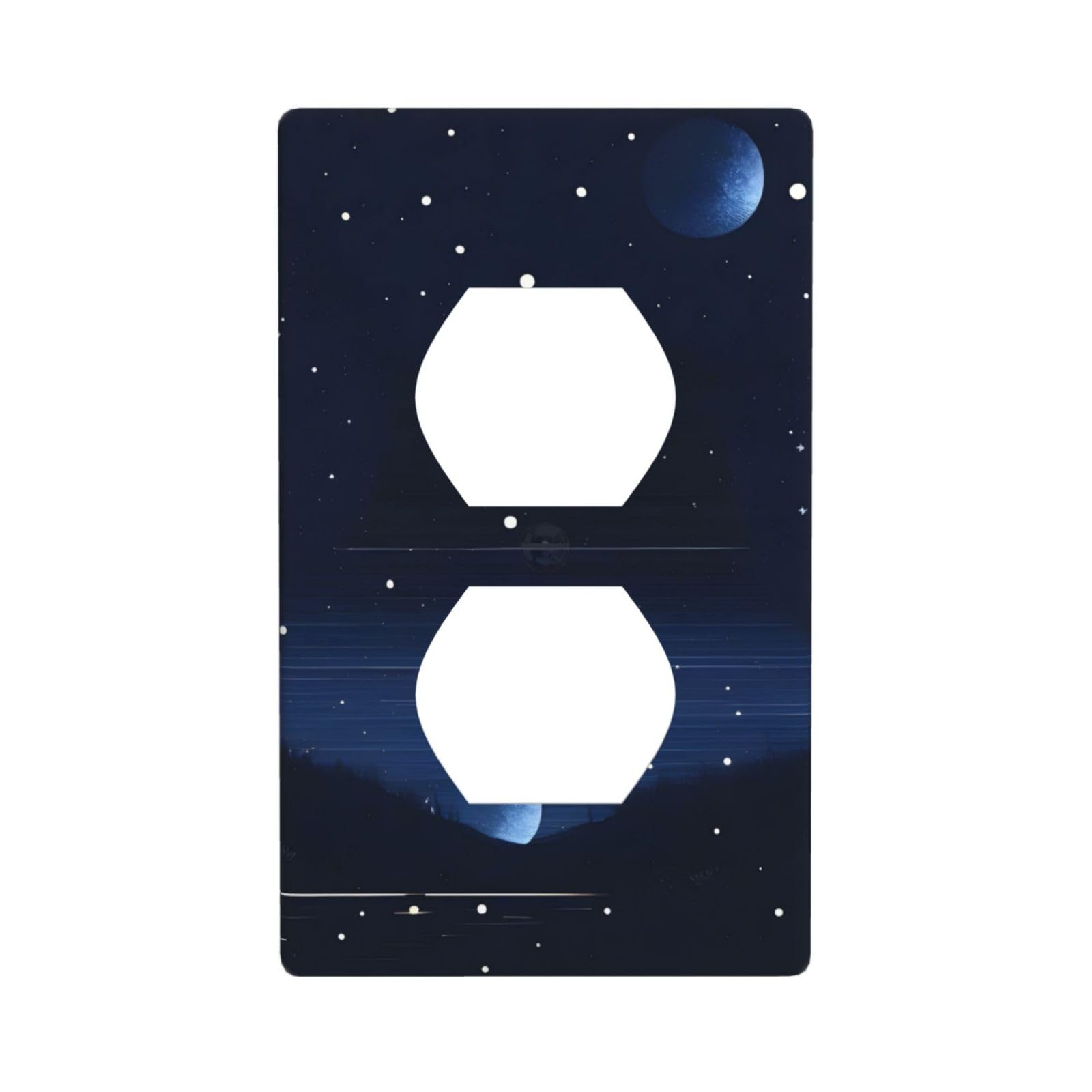 Dark Blue Night View Decorative Switch Plate Cover-Unbreakable Polycarbonate Wall Plate for Home Office, 1 Gang with Screws