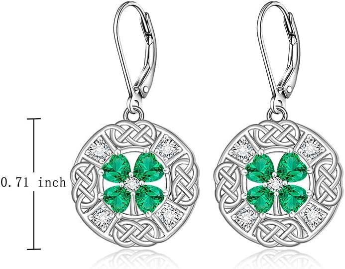 St Patricks Day Shamrock Earrings for Women Sterling Silver Celtic Irish 4 Four Leaf Clover Earrings Shamrock Jewelry Mothers Valentines Gifts - Image 4