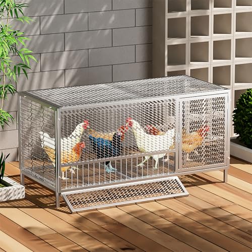 TRAGLO 鶏用ケージ 大型 飼育ケージ 耐久性のある防錆 鶏かご 鶏小屋 ドア付き 給餌が簡単 小動物フェンス 通気性 組み立て簡単 屋外で使用可能(オリジナルカラー,100x58x62cm)