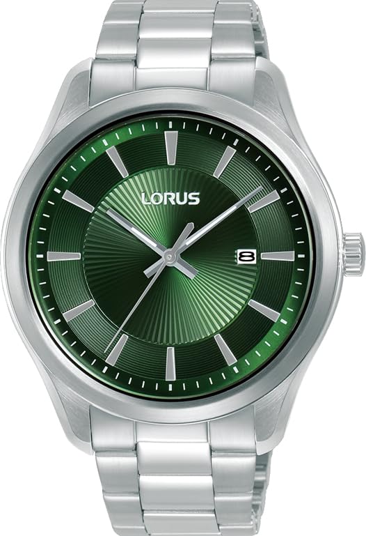 Lorus Reloj Analógico de Cuarzo para Hombre con Pulsera de Acero Inoxidable, Plata/Verde