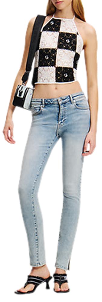 Karl Lagerfeld Jeans Damen High Rise Skinny with Slit Hellblau 2732