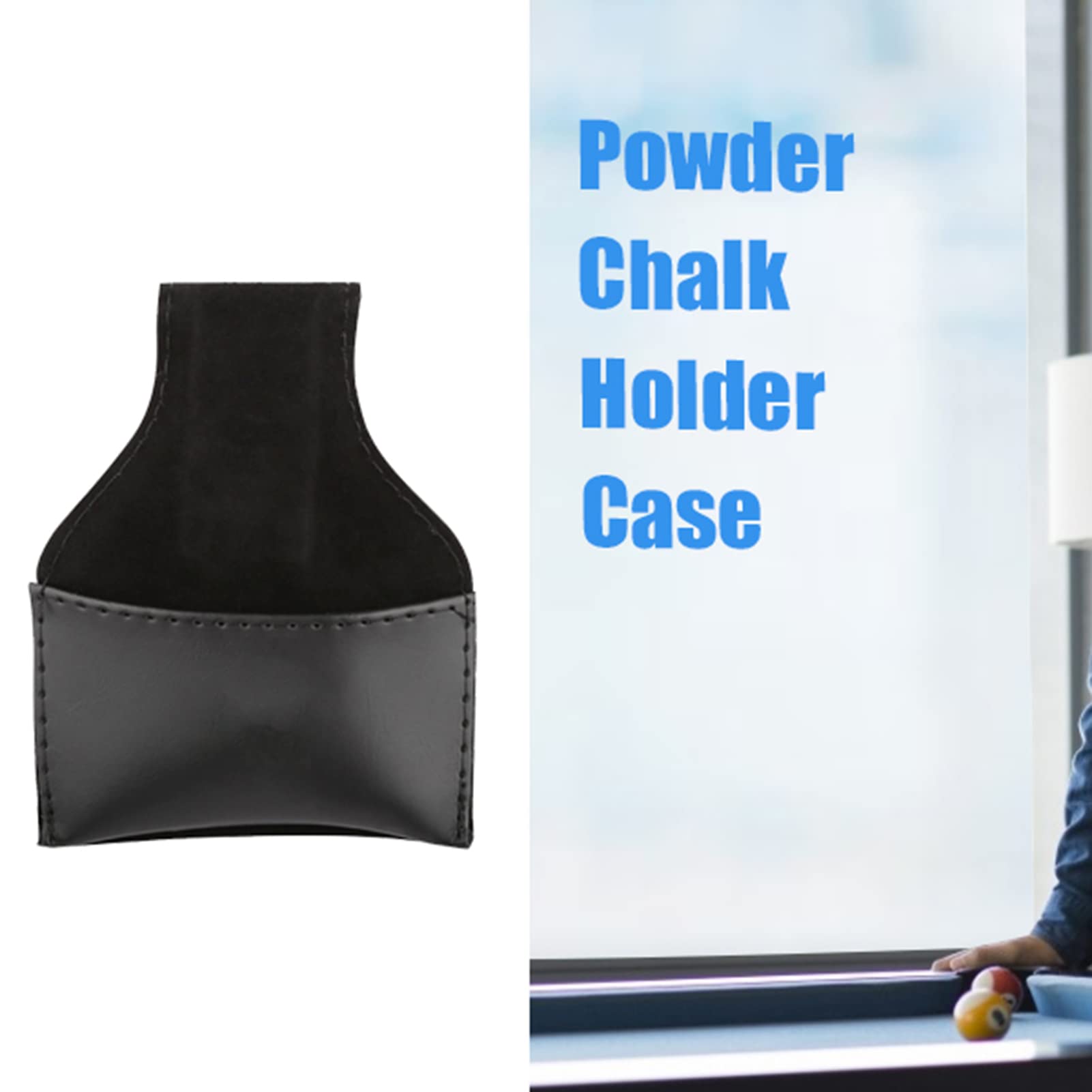 Agatige Billiard Chalk Holder, Portable PU Leather Chalk Holder with Clip Pouch Pool Cue Bag Portable Snooker Billiards Chalk Bag Pool Accessory, Black