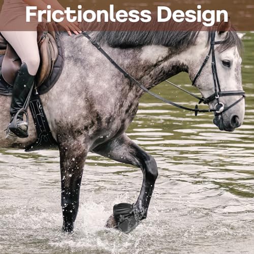 Image of JIEYAO 1 Pair Black Horse Bell Boots Protect, Double Lock Horse Care Boots, Rubber Horse Boot No-Rub Bell Boots for Horses Quick Wrap Hook & Loop for Shield Turnout Against Hoof Impact Trauma