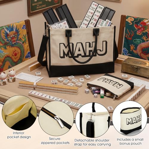 Set de 2 Bolsas para Mahjong Hsei Tote con Correa Negra miniatura 3