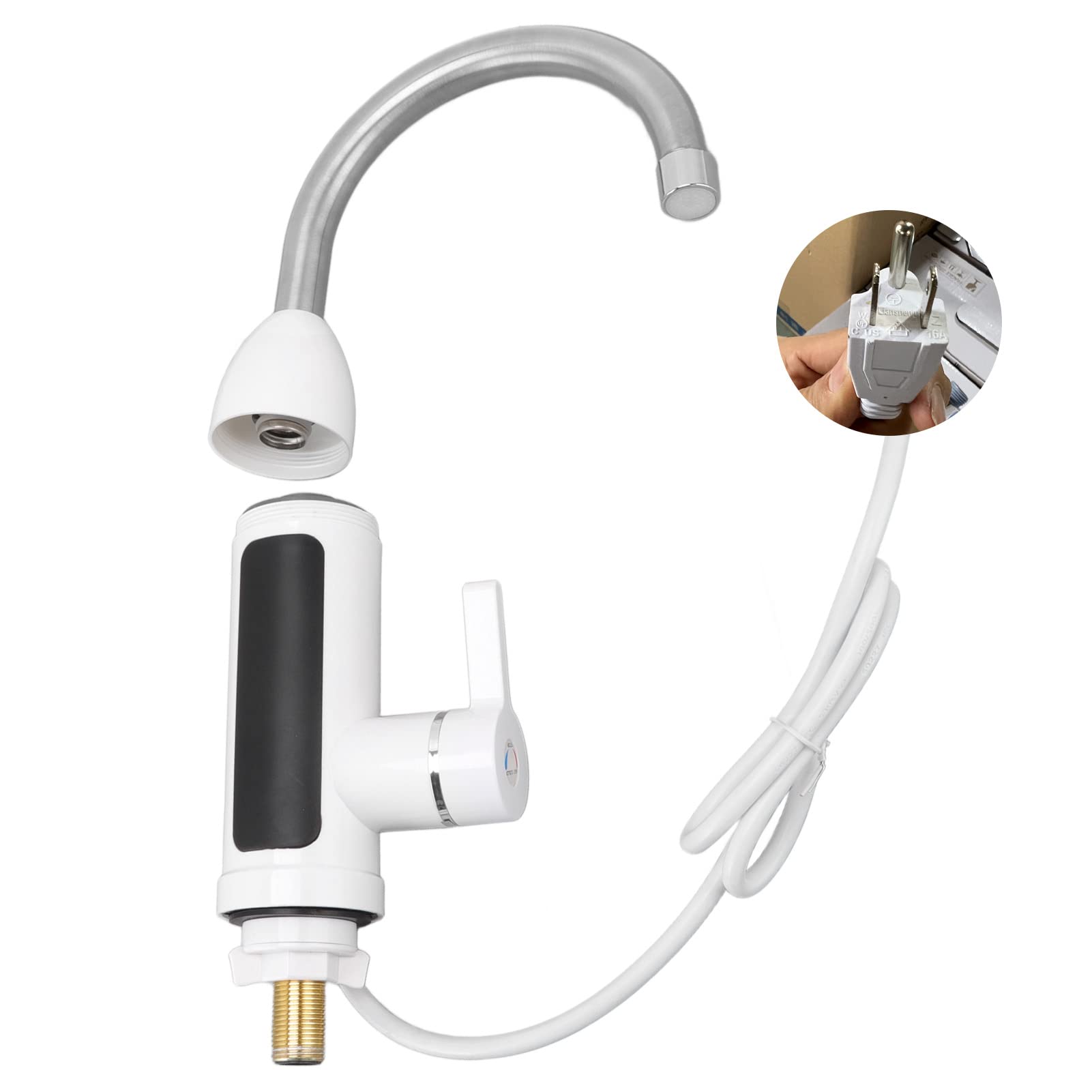 Robinet chauffant en acier inoxydable au design moderne et affichage LED