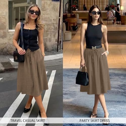 Image of Witsmile Women's Summer Pleated High Waisted Casual Flowy Skirt Pockets