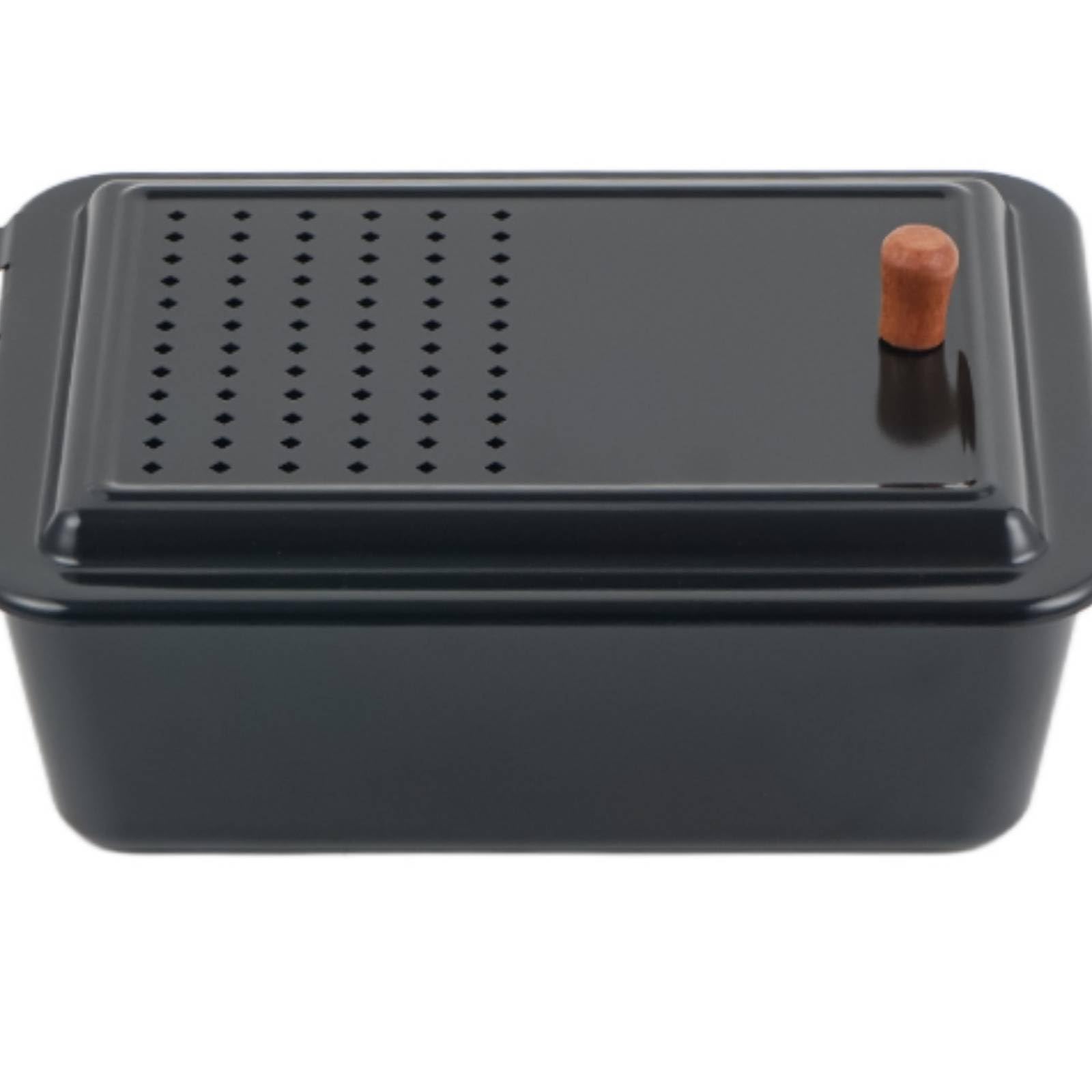 MERIGLARE Poêle à Frire Camping avec Couvercle Haché Poêlon en Fer avec Revêtement Antiadhésif et Poignée en Hêtre Plat Cuisson Portable avec Sac Rangement Adapté aux Camping