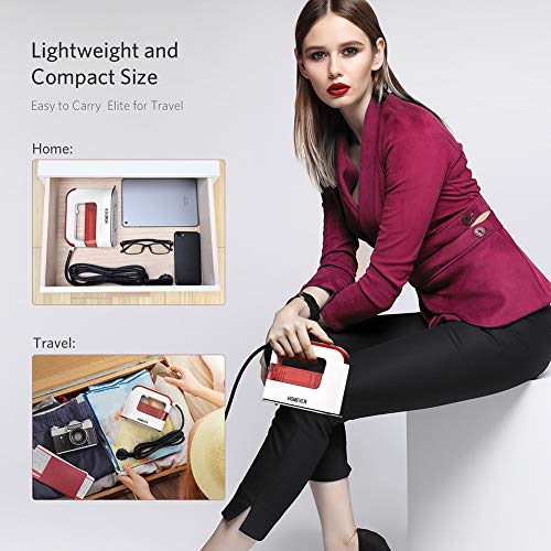 HOMEVER Steamer for Clothes, 1300W Clothing Steamer,Powerful Handheld Garment Iron Steamers, Horizontal and Vertical Ironing 4 in 1, 40s Fast Heat-up,Portable Mini Steamer for Home and Travel, Red - Thumbnail 3