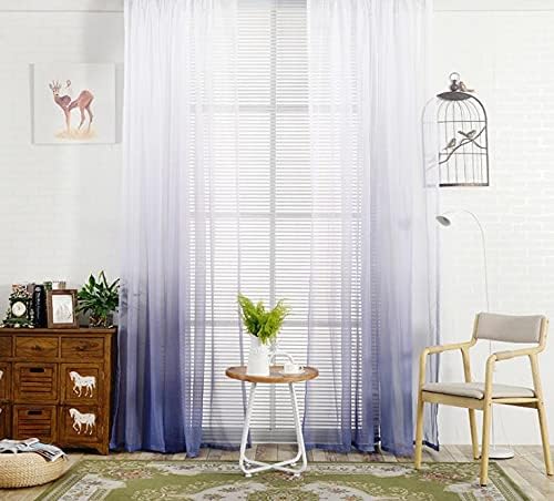 HooHero Elegant Sheer Curtains Window Decor 54 Wide Kids Baby Room Bedroom Decor Modern Simple Ombre Style Panel