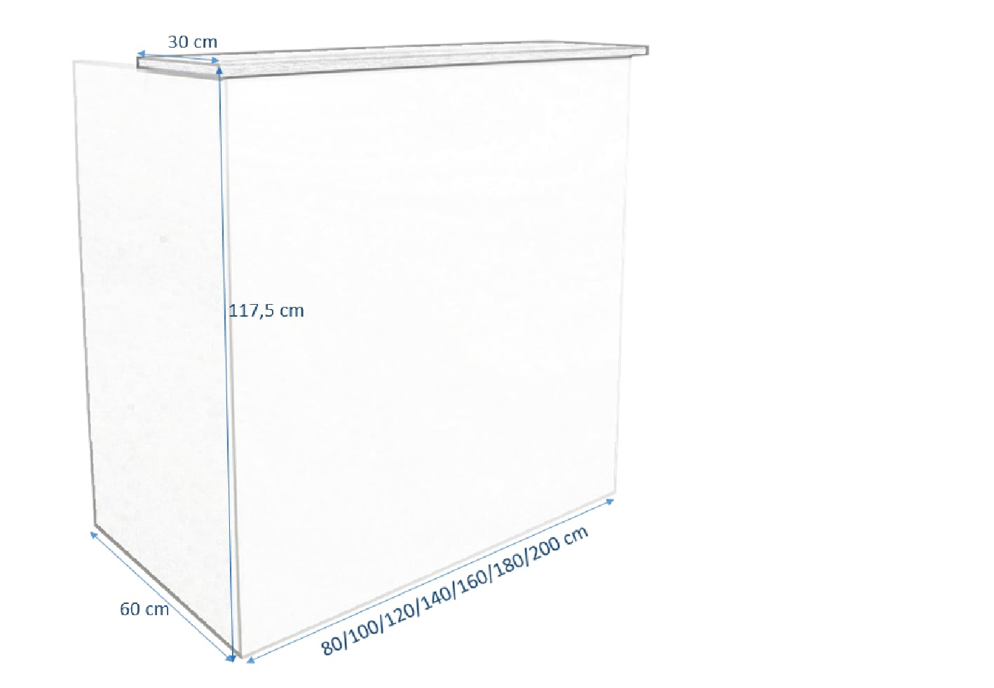 Contatore Eros, Modello semplice. Tavolo da reception per ufficio e affari (160 cm di larghezza, bianco)