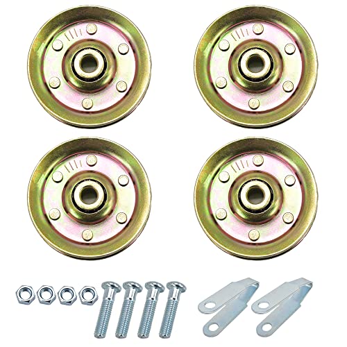 scottchen PRO 3 Heavy Duty Garage Door Pulley Kits 3/8 Arbor 200LB Load 4 Sheave Pulleys 2 Clevis Forks 4 Bolts and Nuts Kit