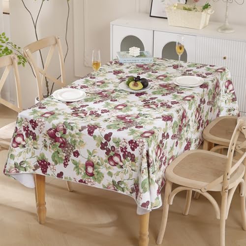 Image of Walrus Heavy Duty Vinyl Tablecloth with Flannel Backing Waterproof Oil-Proof Plastic Table Cloth Stain-Resistant Wipeable Rectangle or Square Table Cover for Indoor and Outdoor (Fruits, 52x70 Inch)