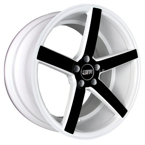 18X8.5 +30 STR 607 WHITE + BLACK FIT CUSTOM WHEEL DRILL FOR 5X