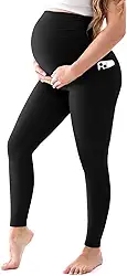 Leggings femininas para gestantes com bolsos sobre a barriga, calças de ioga para gravidez, leggings esportivas para treino