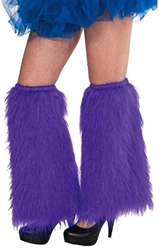 Amscan Furry Plush Adult Costume Leg Warmers, 1 Pair, 16", Purple