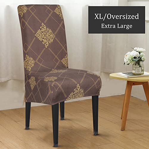 4 Pack Stretch Dining Chair Covers, Xl/Oversized Removable Washable Soft Spandex High Back Large Chair Cover Slipcover For Dining Room Kitchen Hotel Table Banquet (4 Per Set, Lkfq) #TOP1